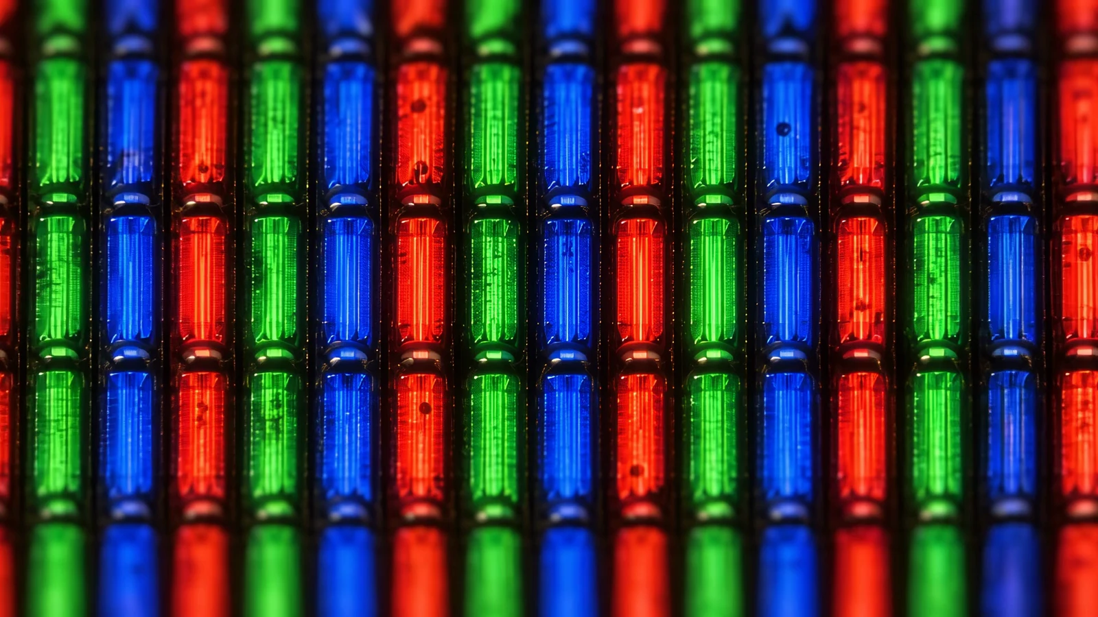 RGB subpixels pull back through an interface to the person using it.