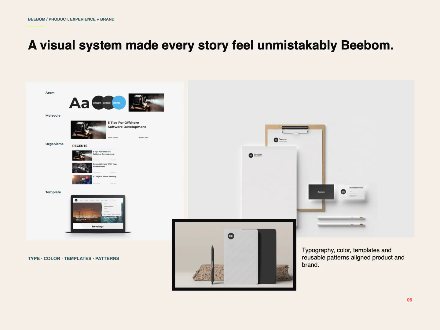 Beebom visual system across editorial surfaces