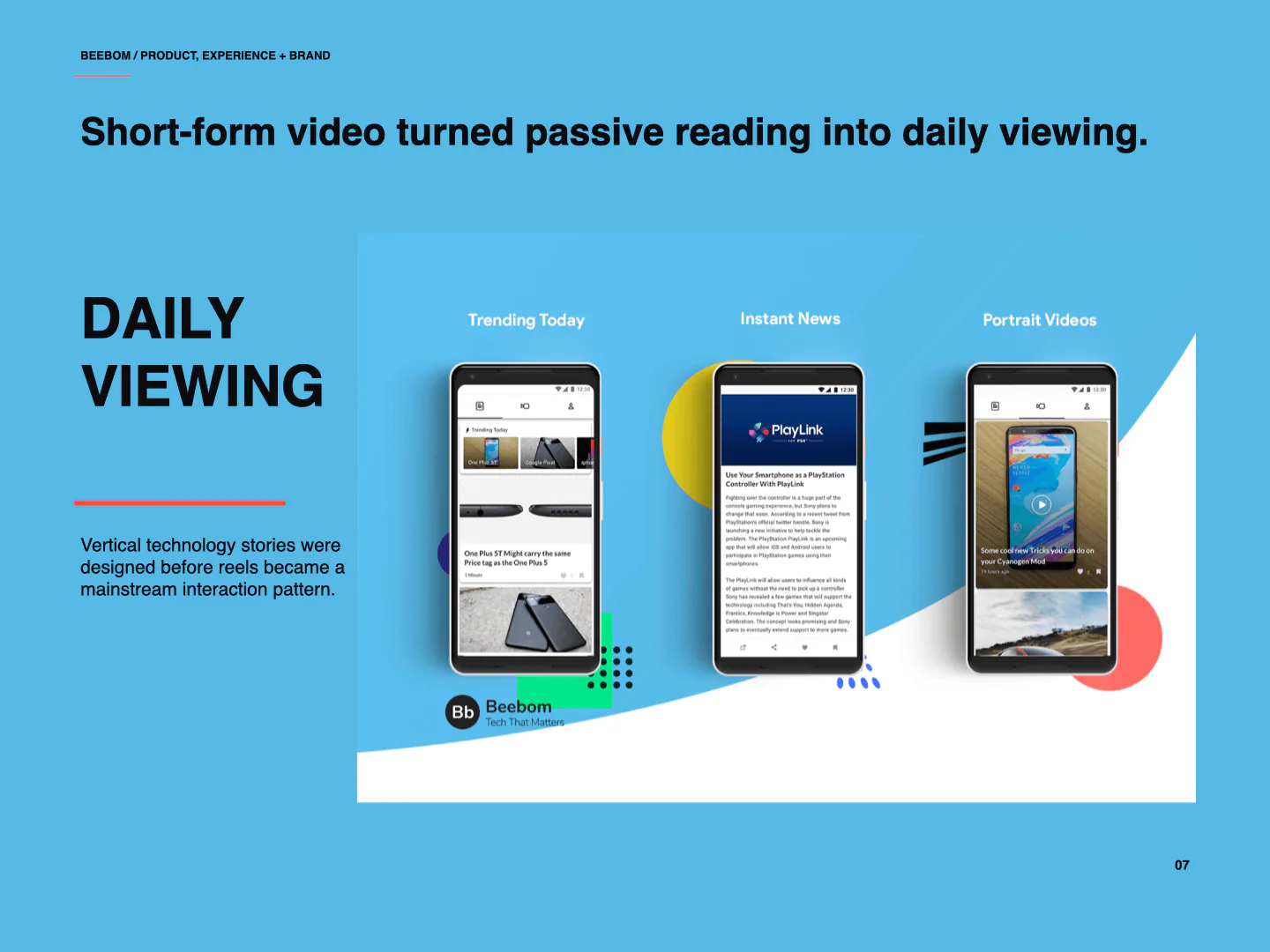 Beebom short-form mobile video experience
