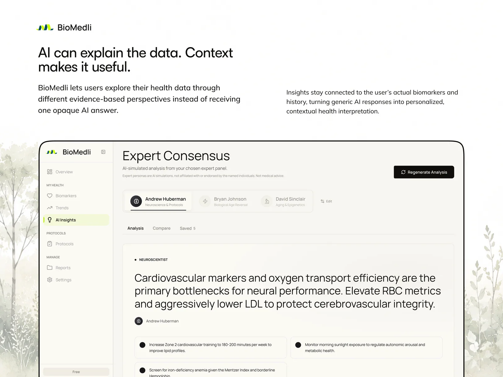 BioMedli expert consensus explanation interface