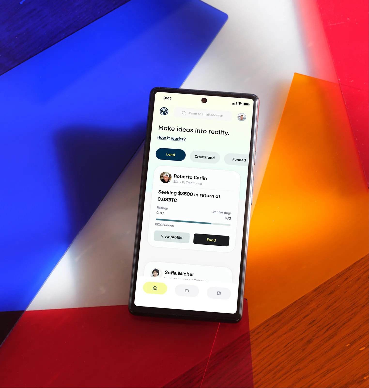 Blendin self-custody wallet shown on a Pixel phone