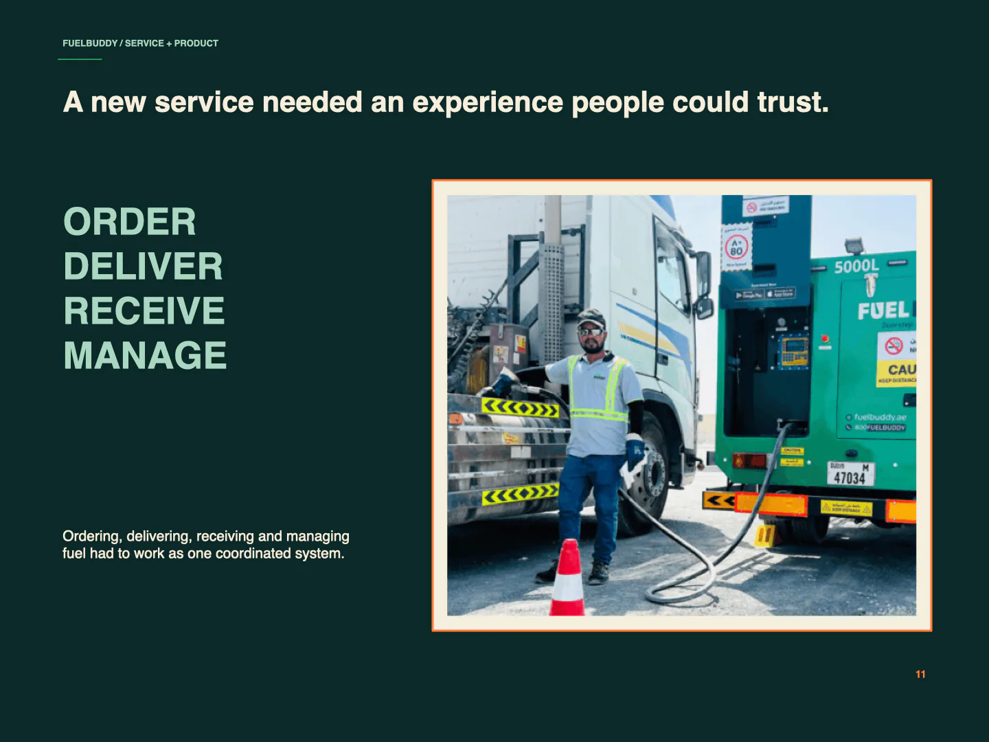 FuelBuddy order, delivery, receiving and management service promise