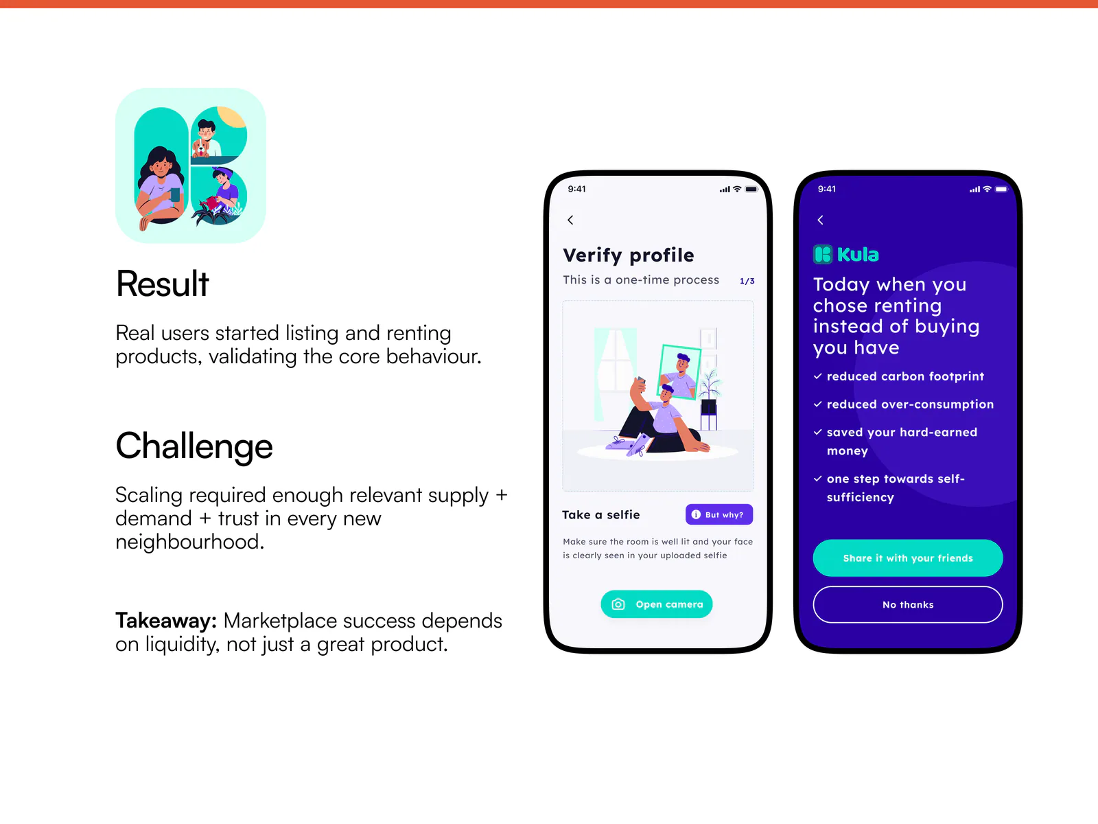 Kula identity verification and item request screens