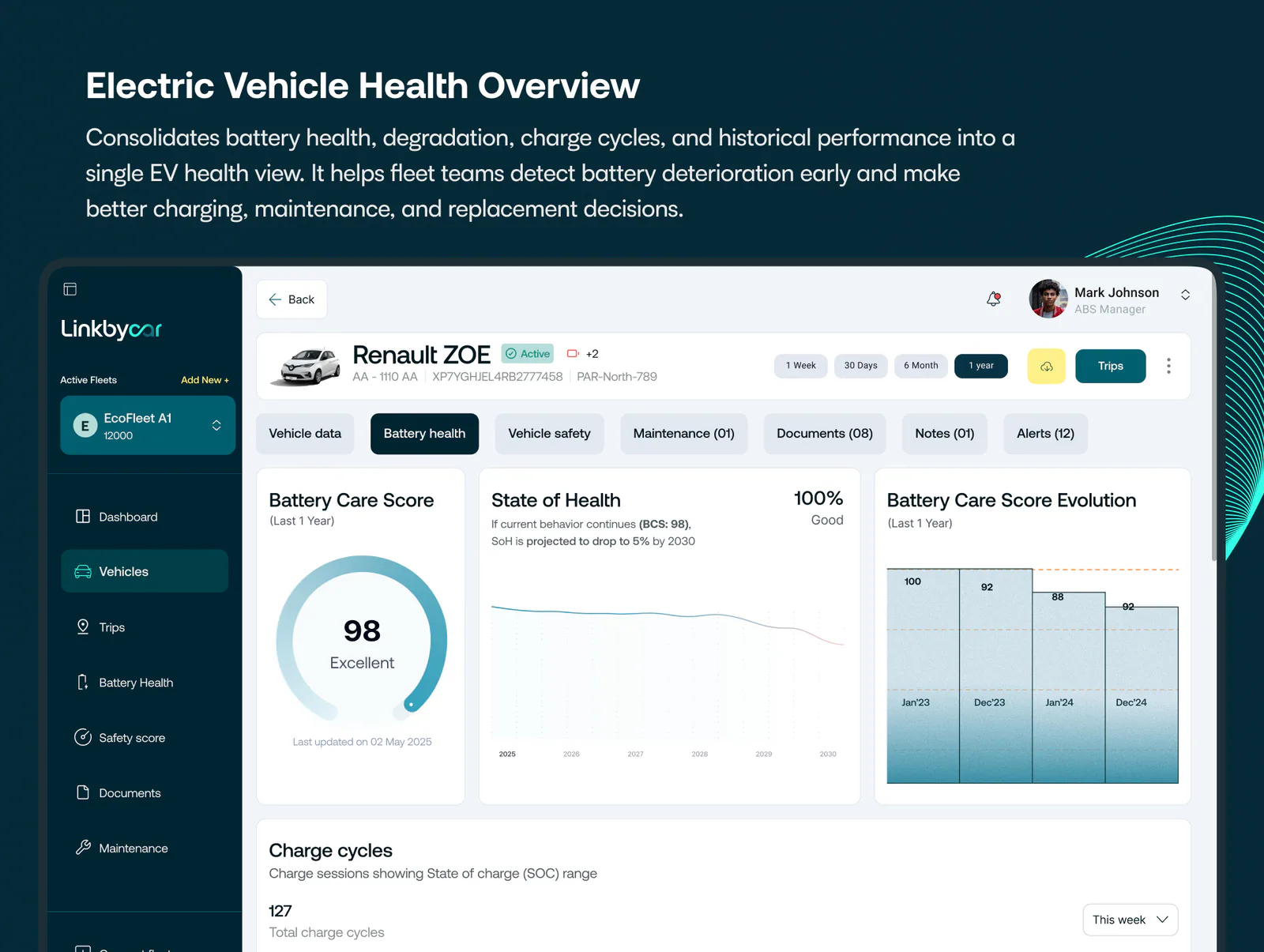 LinkByCar electric vehicle health overview