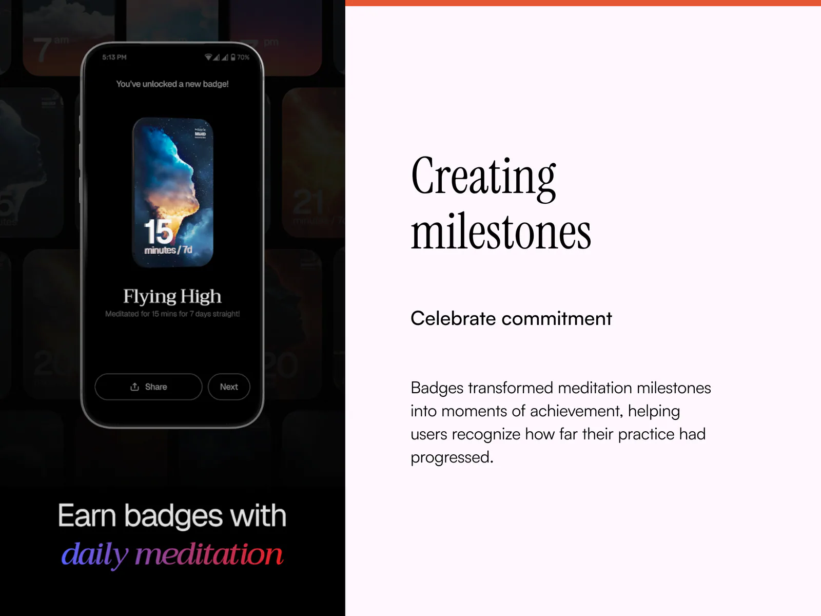 Miracle of Mind milestone and badge experience
