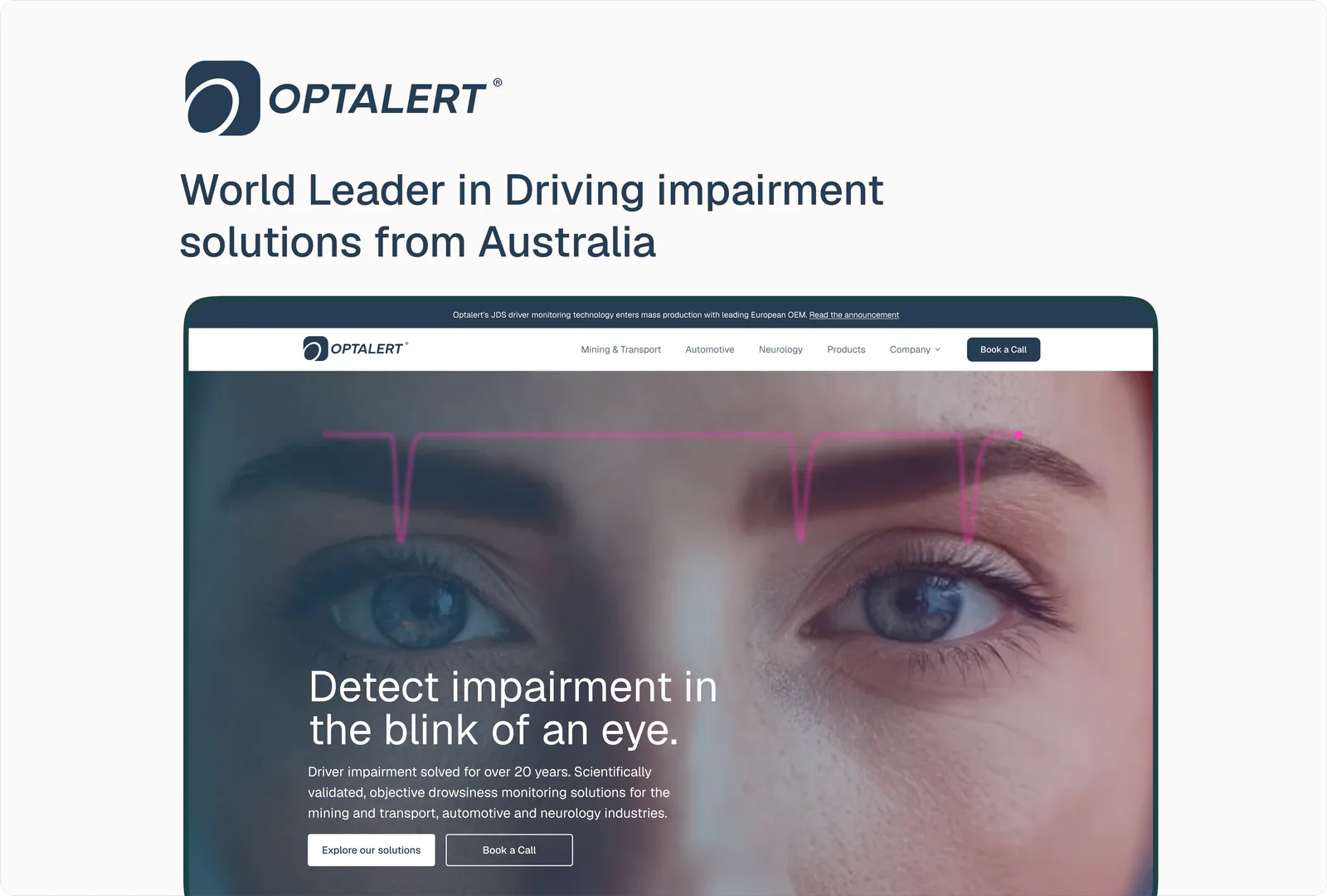 Optalert driving-impairment website and identity